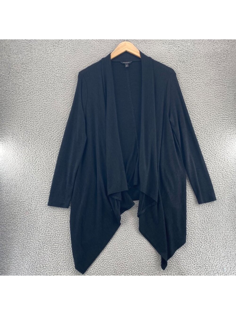 Banana Republic Sweater Womens Medium Black Stretch Draped Long Line Cardigan